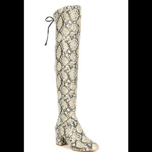 NWOB Gianni Bini over the knee snakeskin lace up boots